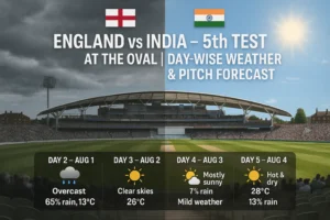 Read more about the article England vs India, 5th Test: Weather Forecast and Pitch Report for the Next 4 Days at The Oval
