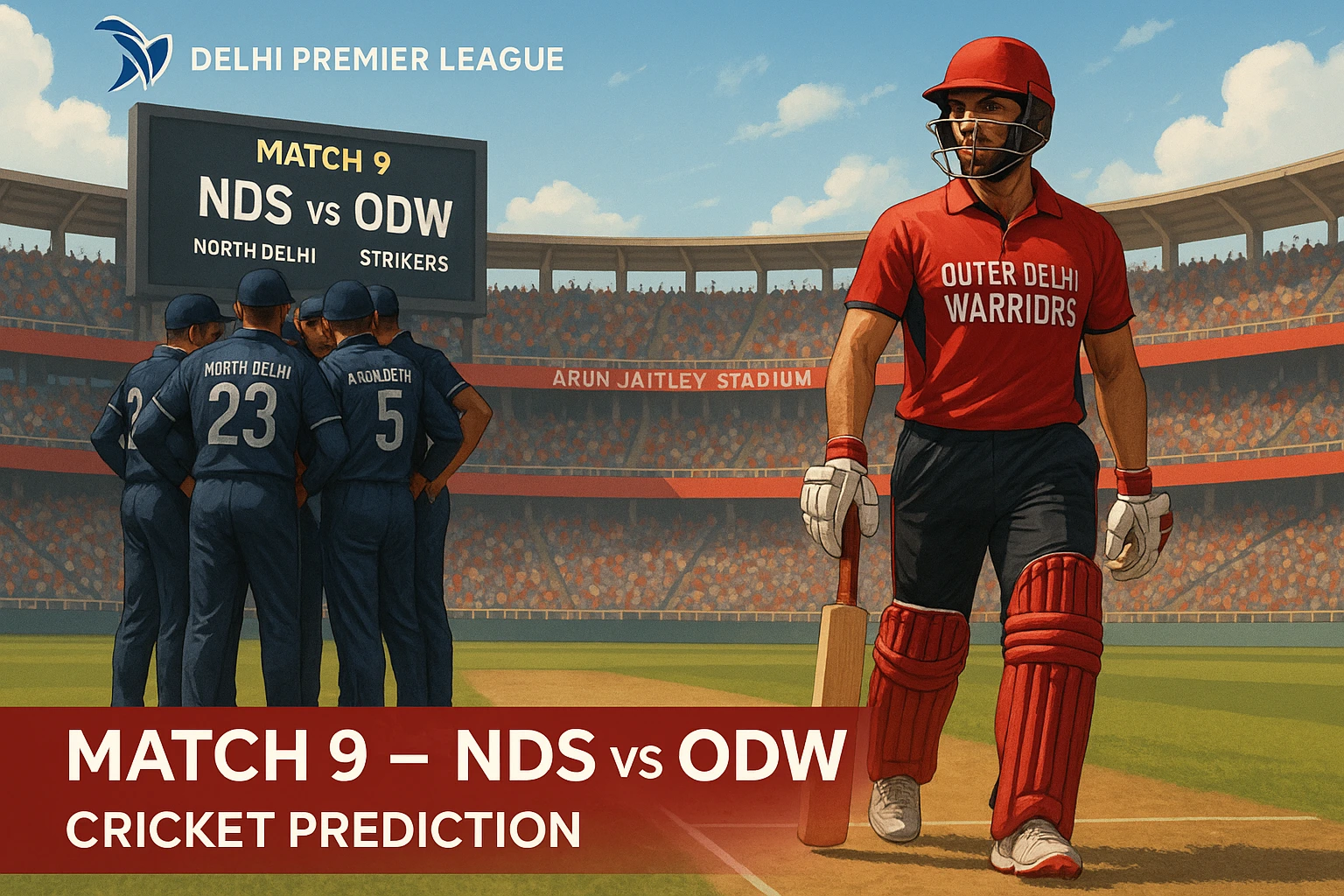 Read more about the article Delhi Premier League 2025, Match 9: NDS vs ODW Prediction – Who Will Win Today’s DPL Match?