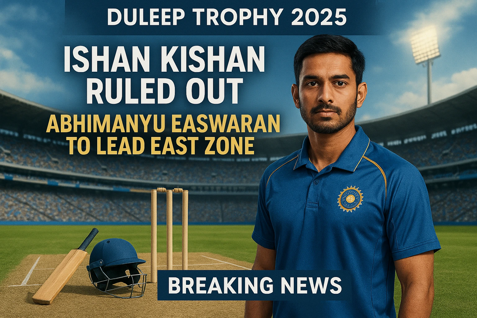 Read more about the article Duleep Trophy 2025: Ishan Kishan Ruled Out, Abhimanyu Easwaran to Lead East Zone