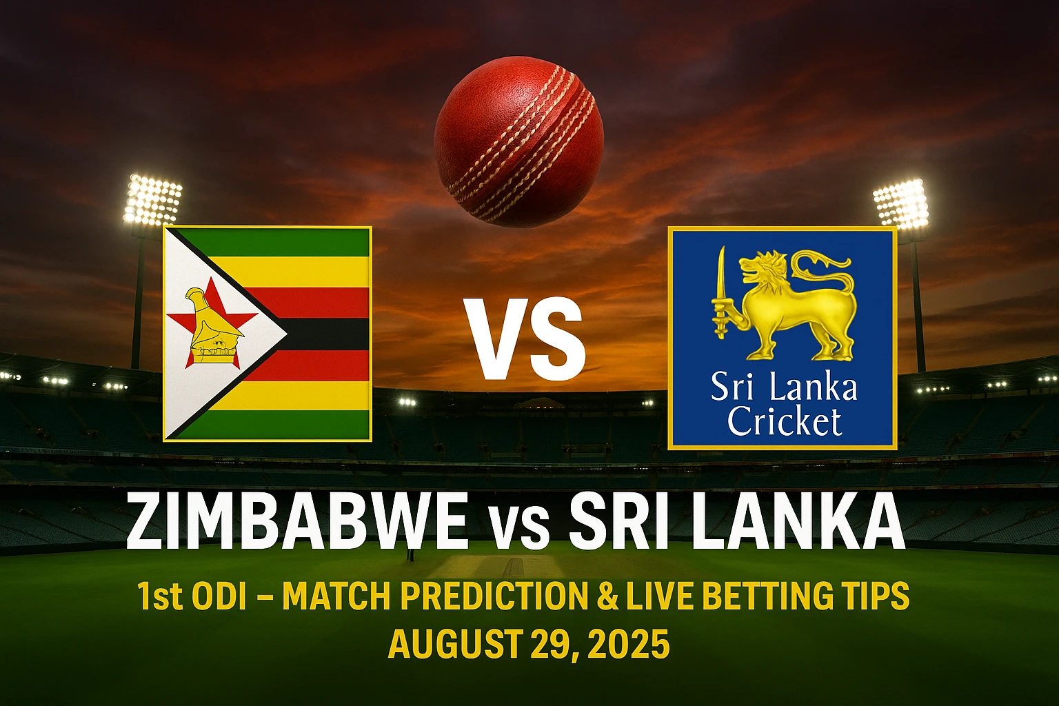 Read more about the article Zimbabwe vs Sri Lanka, 1st ODI – Match Prediction and Live Betting Tips | August 29, 2025