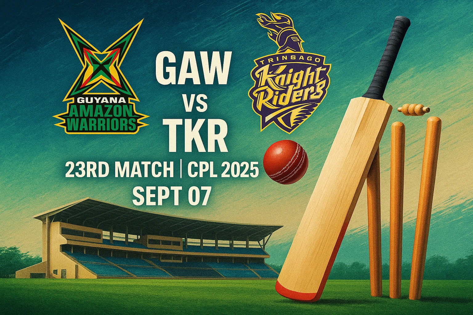 Read more about the article Guyana Amazon Warriors vs Trinbago Knight Riders, 23rd Match Prediction with Expert Cricket Betting Tips