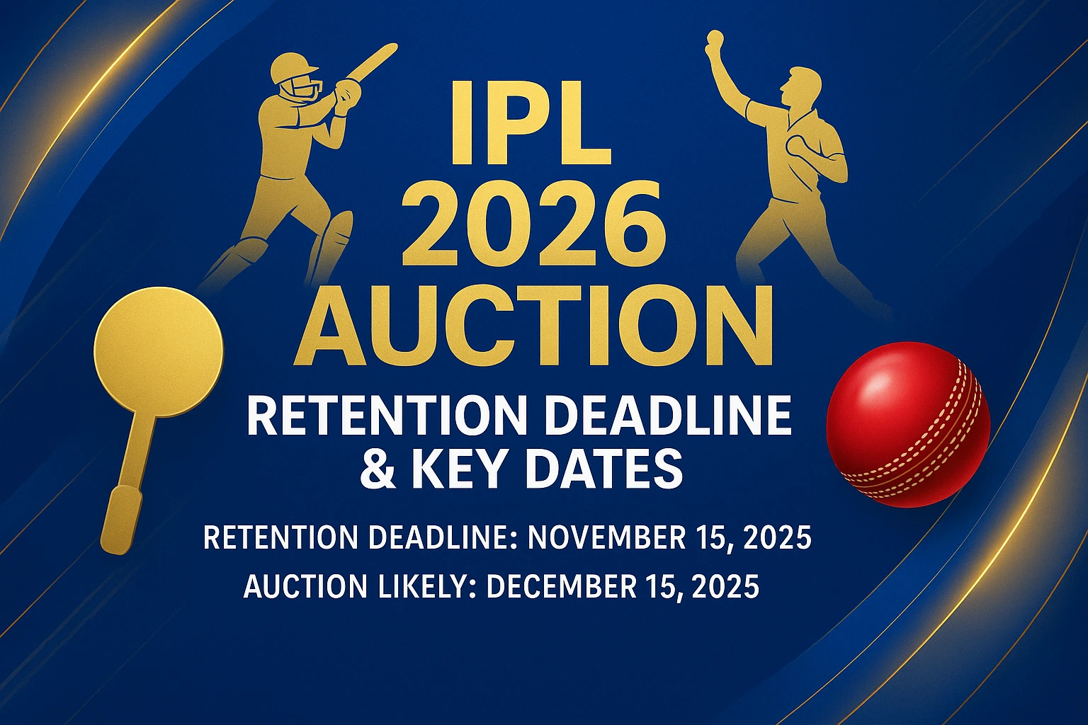 IPL 2026 Auction Dates and Retention Deadline