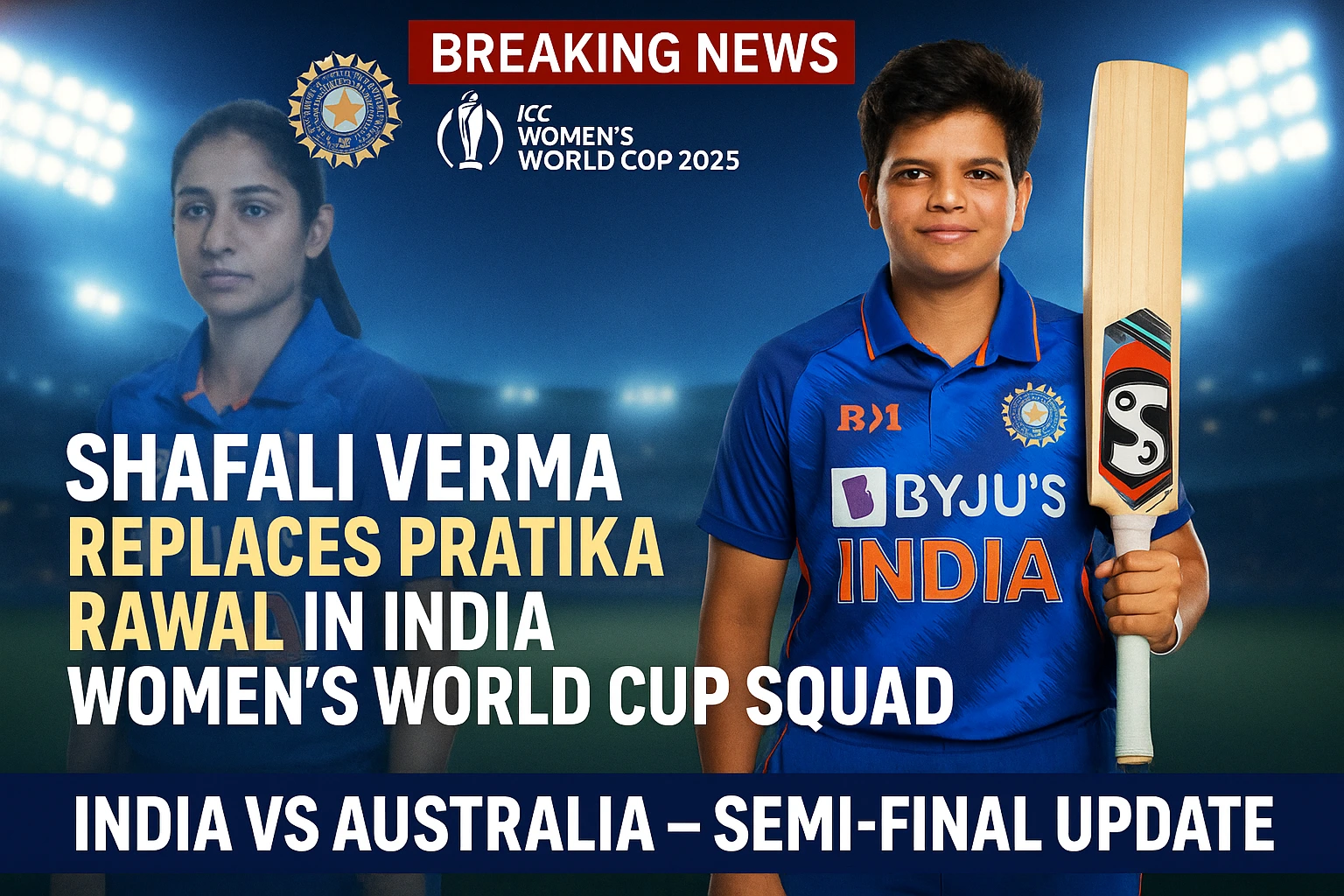 Shafali Verma replaces Pratika Rawal