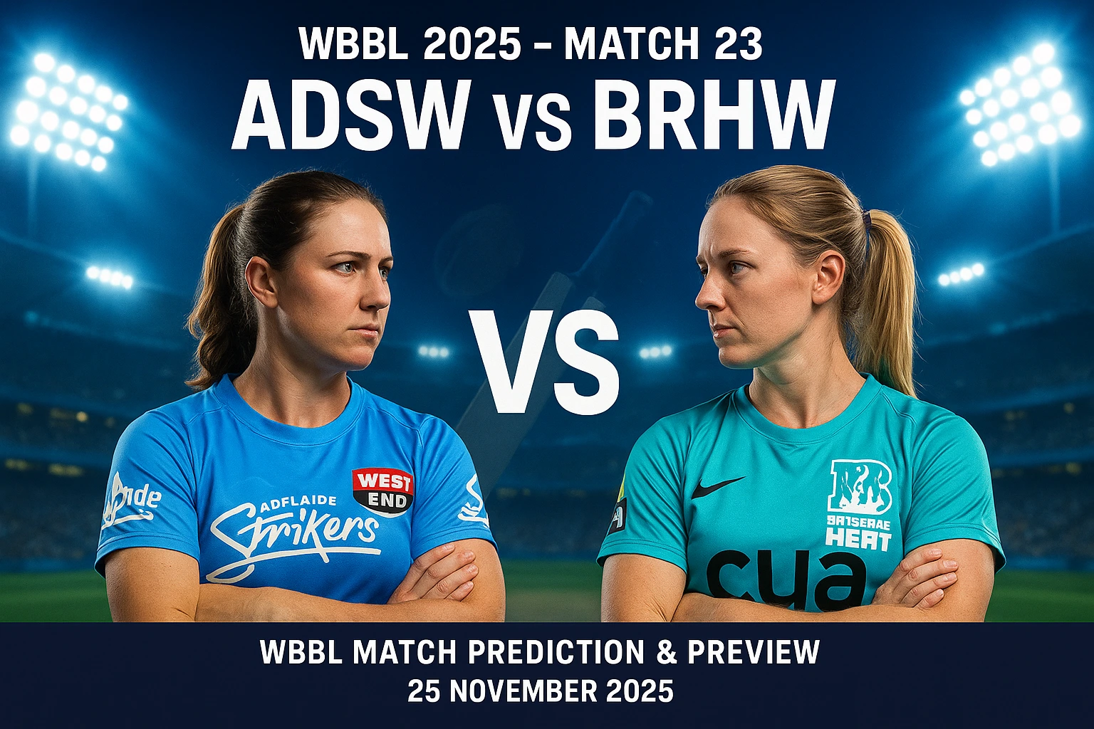 Read more about the article Adelaide Strikers Women (ADSW) vs Brisbane Heat Women (BRHW) 23rd Match Prediction | WBBL 2025