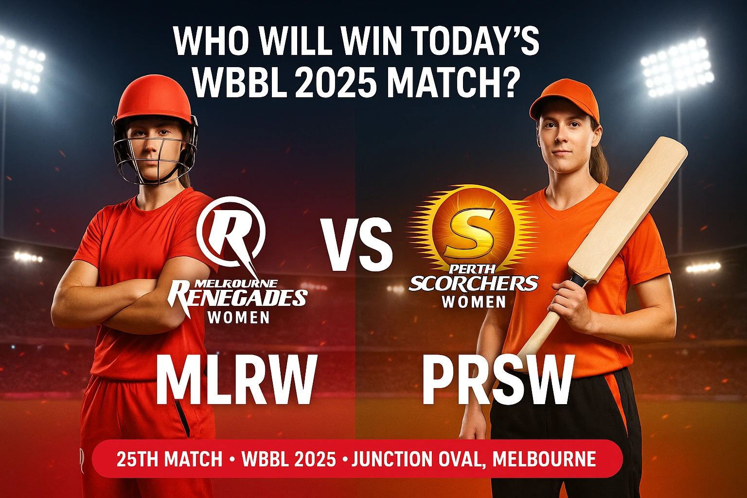 Read more about the article Melbourne Renegades Women vs Perth Scorchers Women 25th Match Prediction | Who will win today’s WBBL 2025 Match?