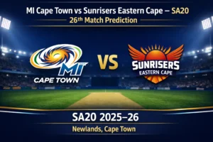 Read more about the article SA20: Mi Cape Town vs Sunrisers Eastern Cape 26th Match Prediction, Preview, Betting Tips and Who will win today’s match?