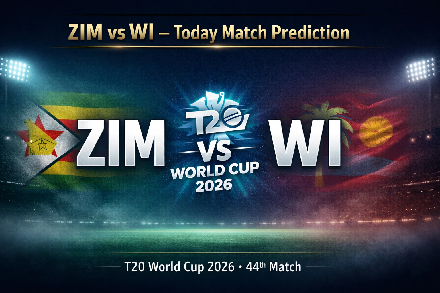 ZIM vs WI 44th T20 WC Match Prediction