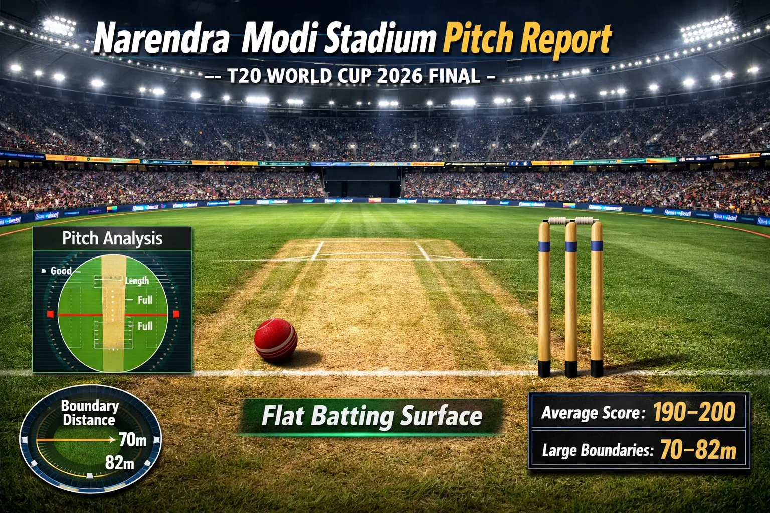 Narendra Modi Stadium Pitch Report T20 WC 2026 Final