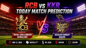 Read more about the article RCB vs KKR Match Prediction, IPL 2026 — Match 57, Toss, Playing 11 & Betting Tips
