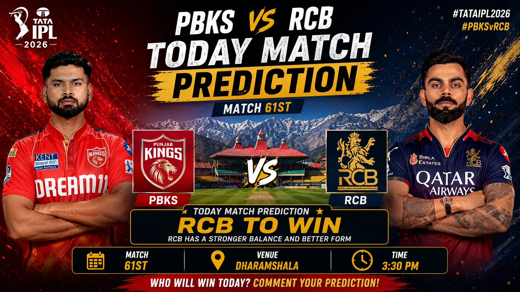 PBKS vs RCB Today Match Prediction