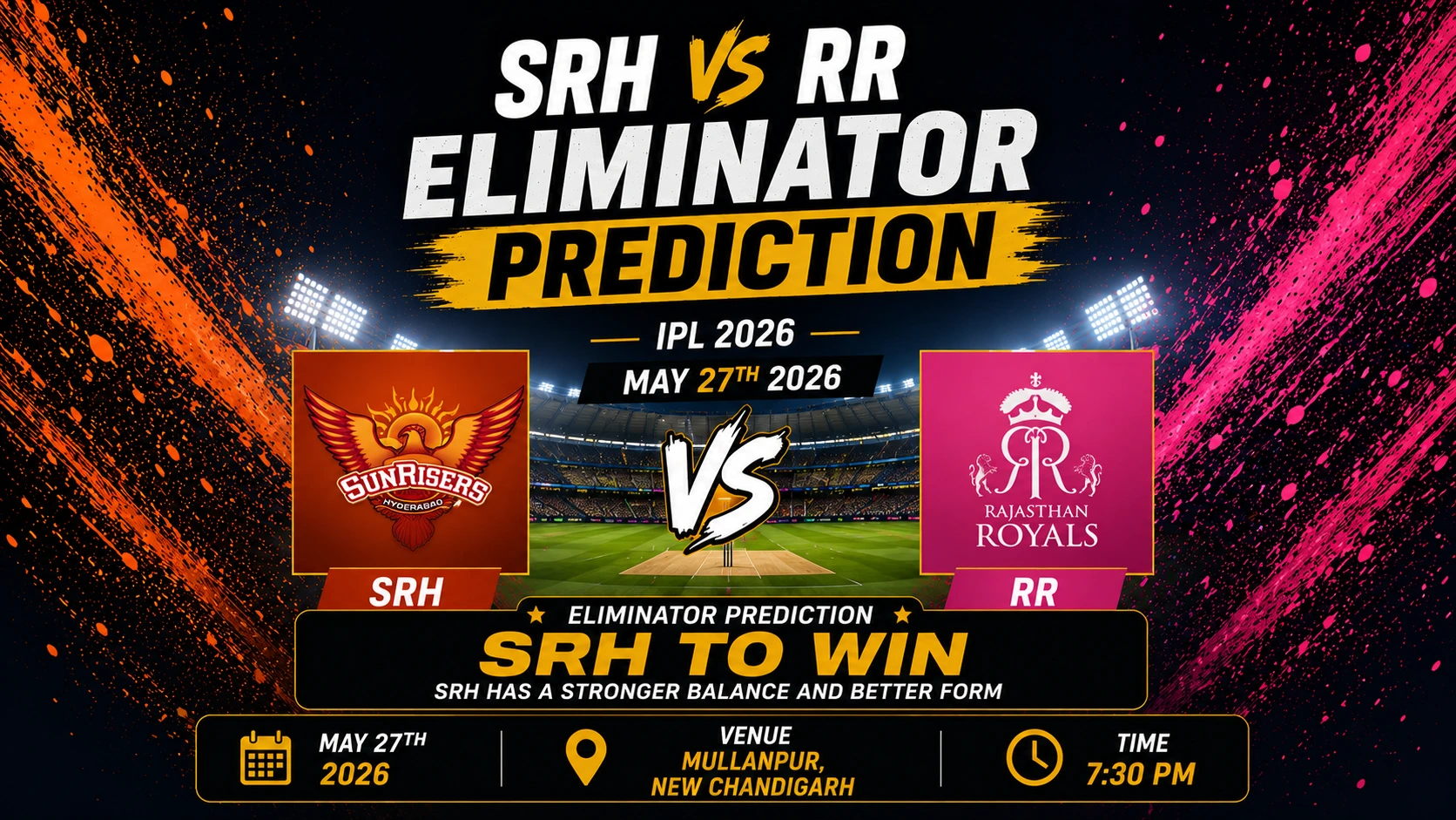 SRH vs RR Eliminator Prediction