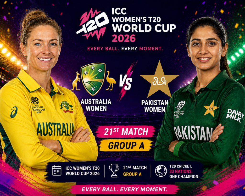 Australia Women vs Pakistan Women, 21st Match, Group A, ICC Womens T20 World Cup 2026