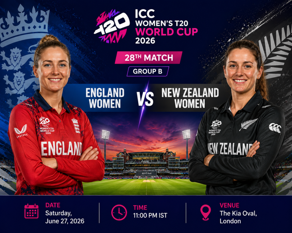 England Women vs New Zealand Women, 28th Match, Group B, ICC Women's T20 World Cup 2026 