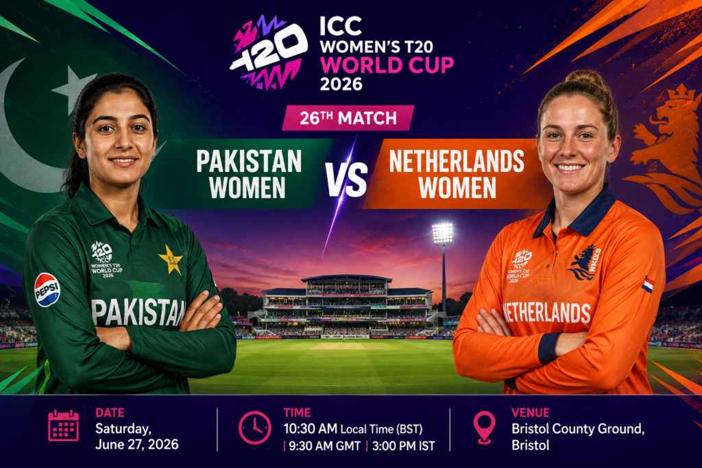 Pakistan Women vs Netherlands Women, 26th Match, Group A, ICC Women's T20 World Cup 2026 
