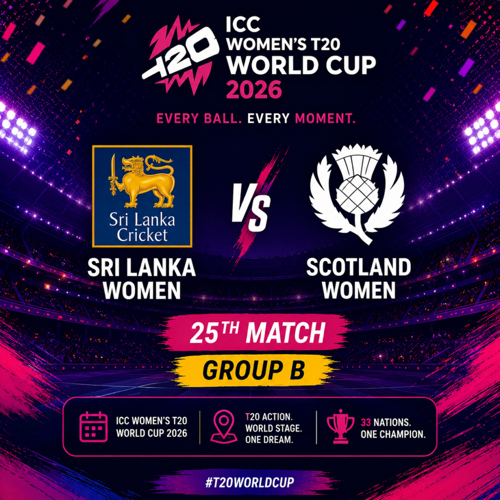 Sri Lanka Women vs Scotland Women, 25th Match, Group B, ICC Women's T20 World Cup 2026 
